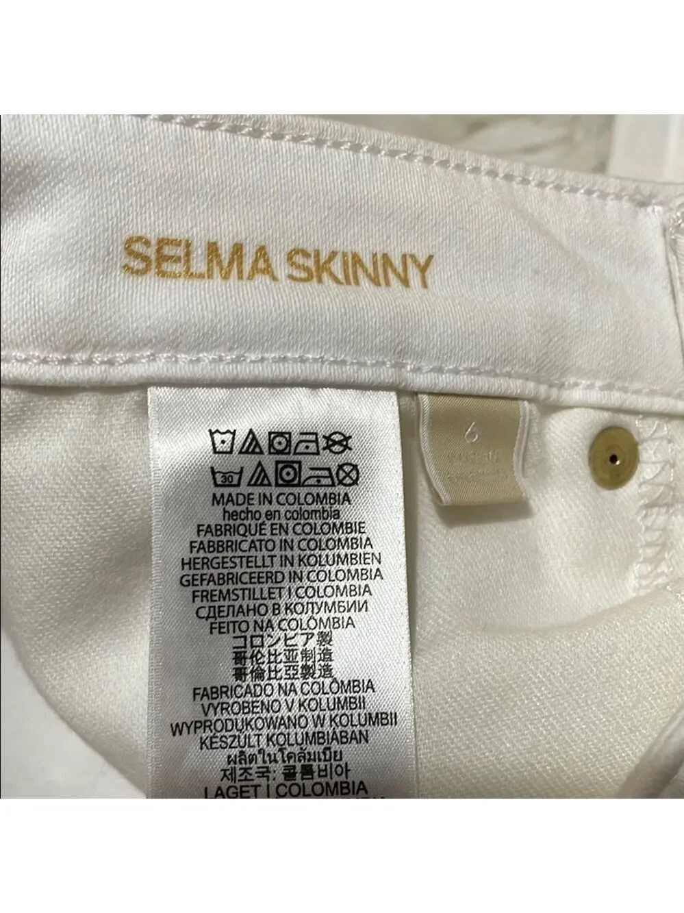 Michael Kors Selma Strength White Skinny Jeans Sz 6